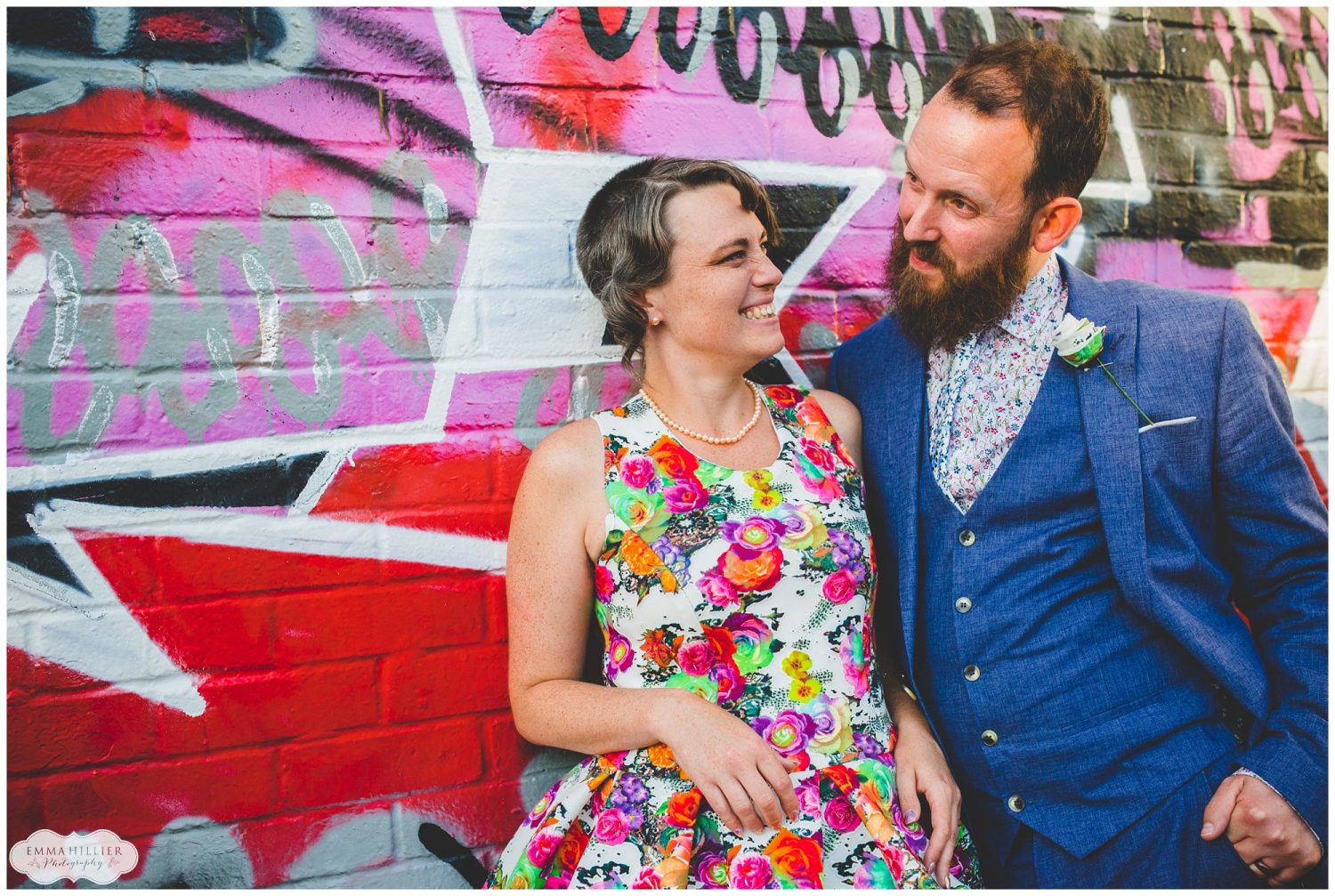 bright and colourful wedding dress