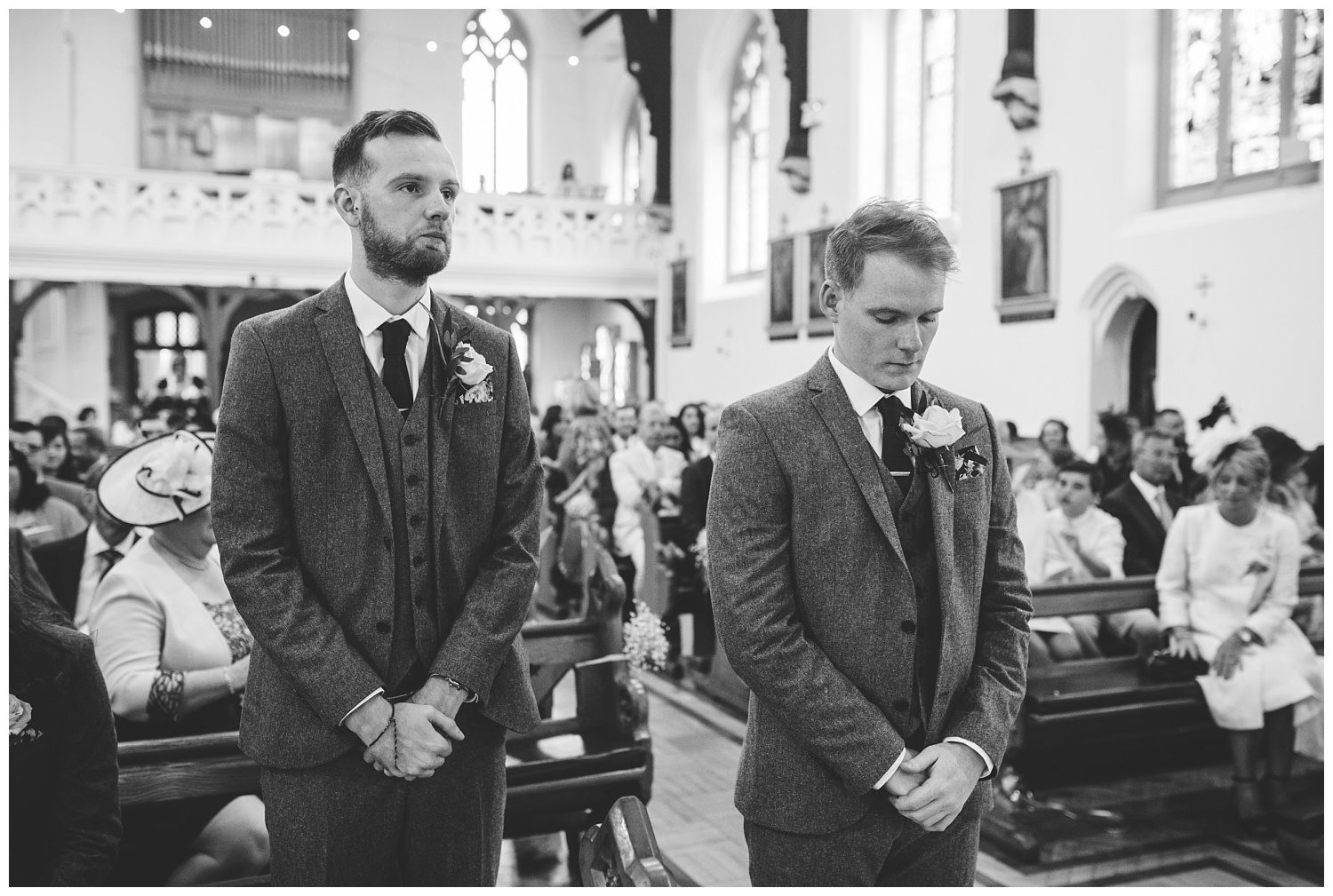 groom looking nervous in church