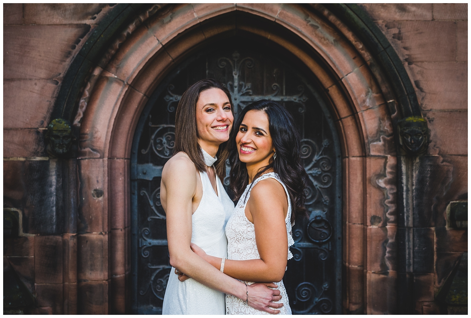 Two happy brides after their Chester Town Hall wedding